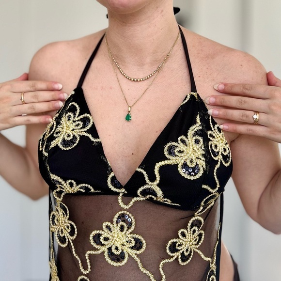 Handmade Y2K Fairycore Ibiza Gold
Embellished Halter Backless Vest Top - Small - Picture 4 of 8